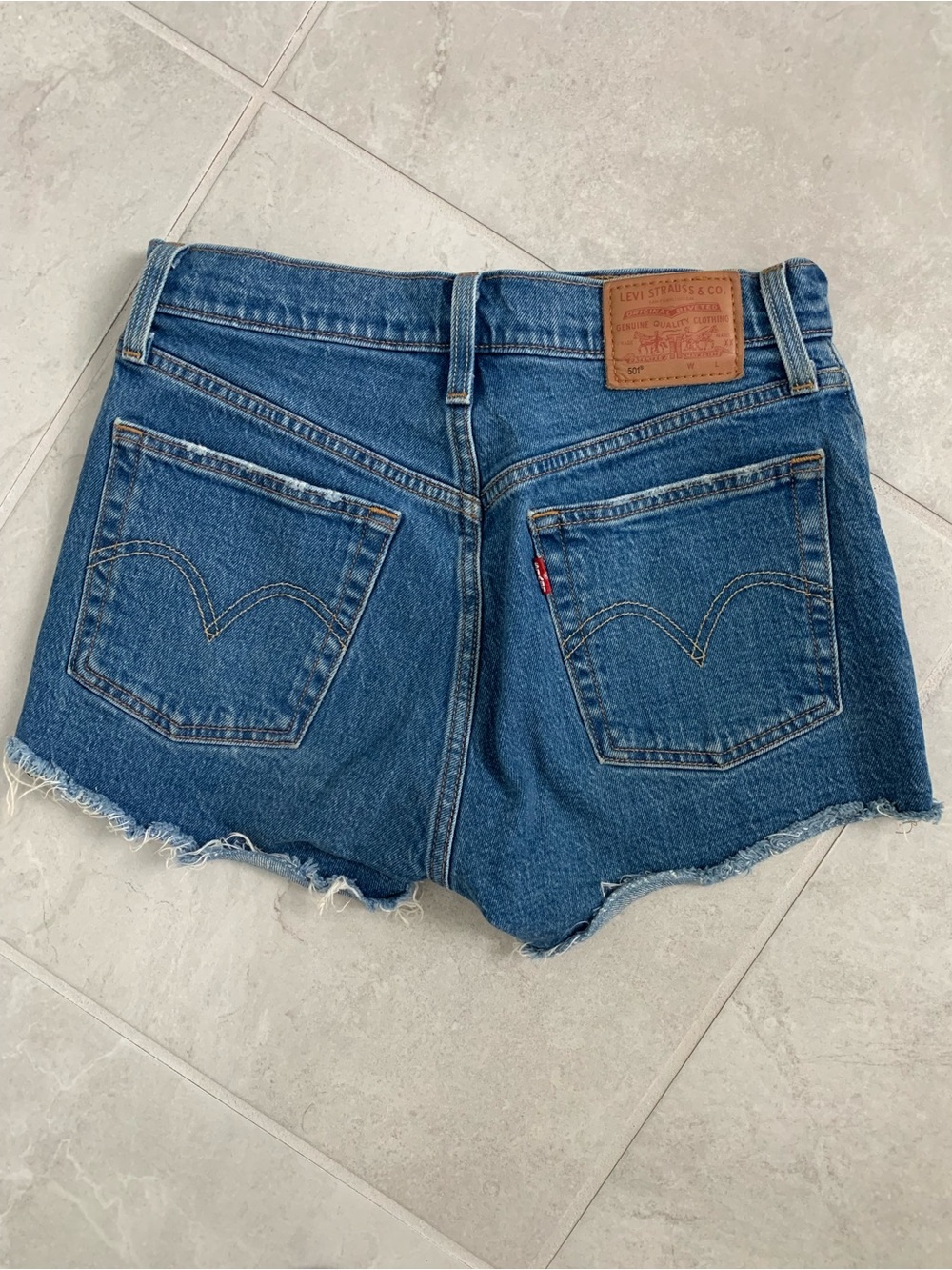 Levi's Blue Denim Frayed Hem Women's Shorts
